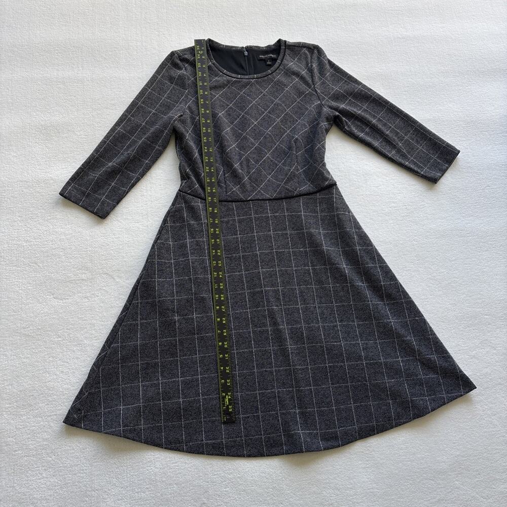 Banana Republic Womens‎ Sweater Plaid Dress Gray Size 8 ALine Winter 3/4 Sleeves - Picture 6 of 9